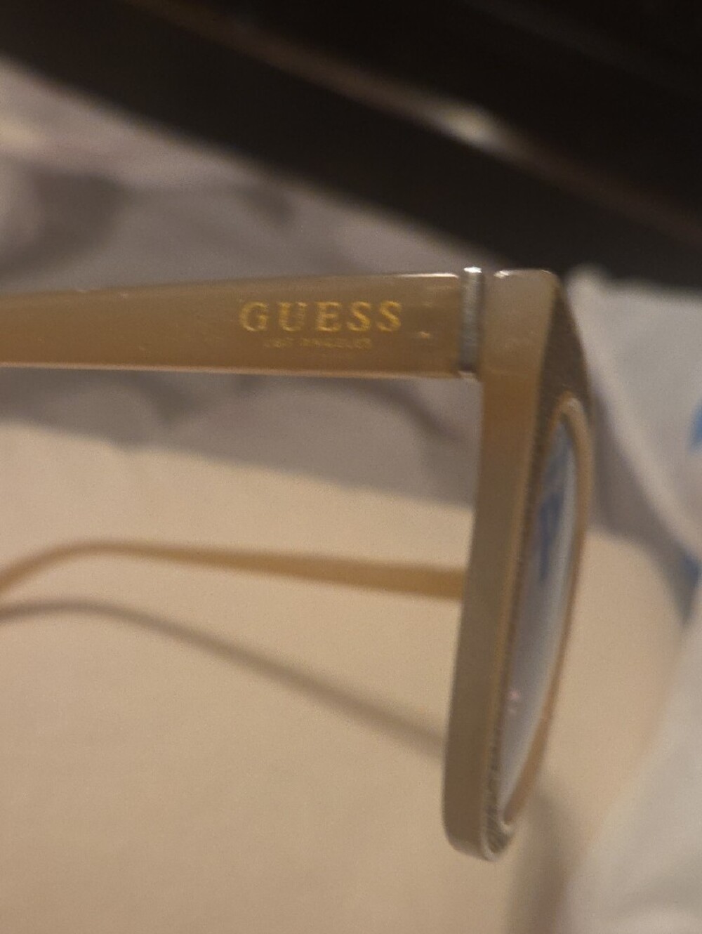 GUESS Gold Glitter Cat Eye Sunglasses with Purple Gradient Lenses(47) - Picture 4 of 4